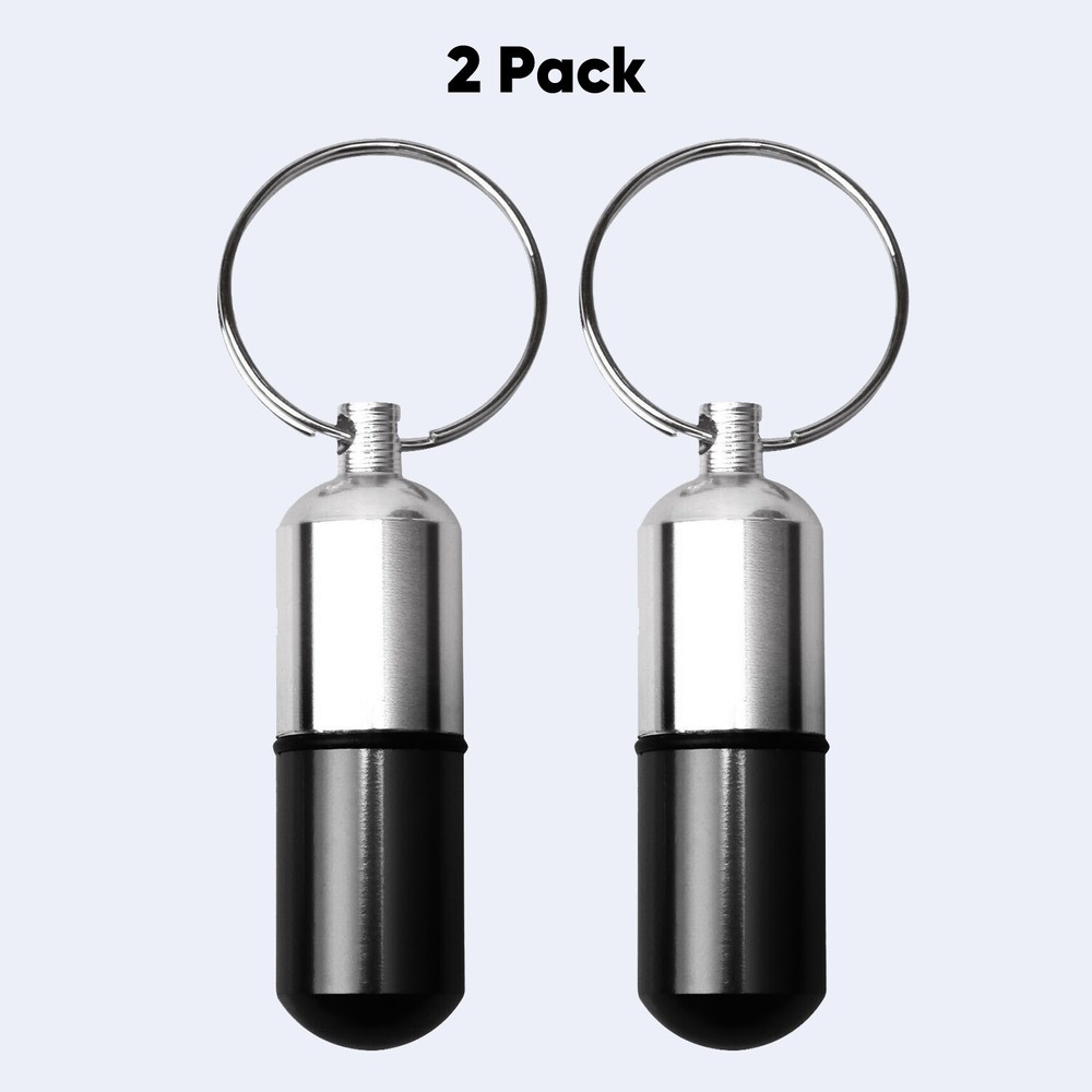 Waterproof Aluminum Medication Pill Container Box Bottle Case Keychain Holder