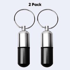 Waterproof Aluminum Medication Pill Container Box Bottle Case Keychain Holder