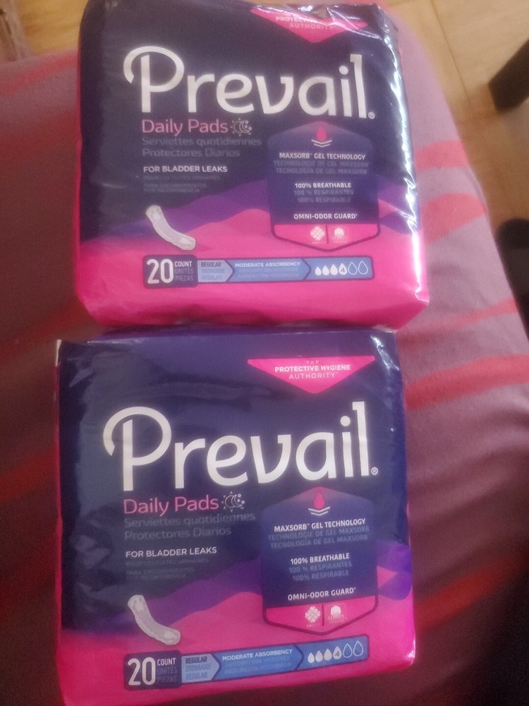 Women’s Prevail Daily Pads for Bladder Leaks | 20 count Moderate absorbency.Lvl4