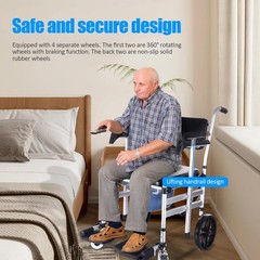 Heavy-Duty Folding Commode Chair W/ Wheels, Shower/Bedroom, Elderly & Disabled–