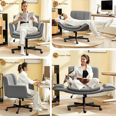 Chic Criss Cross Office Chair with Wheels, Armrests & Adjustable Height