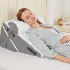 Sasttie Wedge Pillow Adjustable 9&12 Inch + 1 Head Pillow, Dark Grey & White