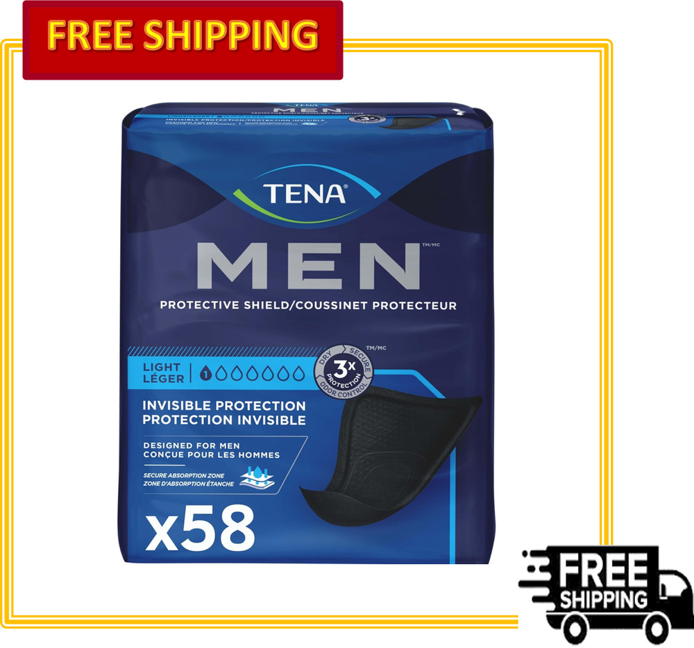 TENA Men Incontinence Guard for Men, Light/ Maximum/ Overnight Absorbency