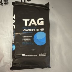 TAG Disposable Alcohol-Free Large Washcloths 18 Pack 12 x 8 in