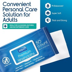 Disposable Hypoallergenic Wipes for Seniors – 50 Count Aloe Vera Cleansing