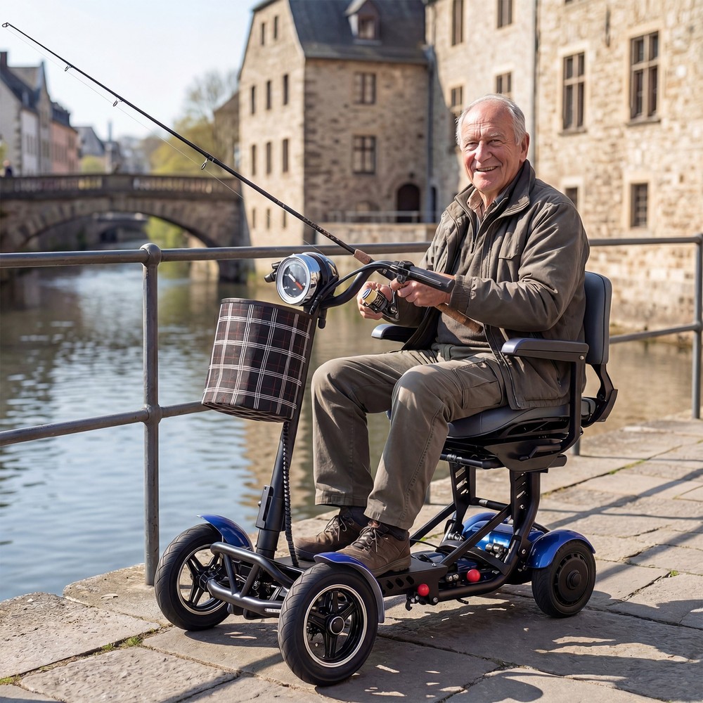 Foldable 4 Wheel Mobility Scooter Folding Drive Device for Seniors Adults 330Lbs