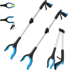 2 Pack 32 Inch Reacher Grabber Tool Strong Magnetic Swivel Head Blue HeavyDuty32