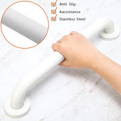Shower Grab Bar, 2 Pack 12 Inch White Bathroom Grab Bar, 1.25″ Diameter 304 Stai