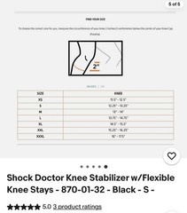 Shock Doctor 870 Knee stabilizer with flexible support stays size small