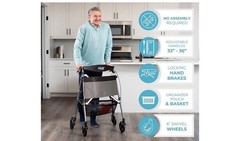 Wonder Standard Wonder Rollator Plus Walker EZ Fold-N-Go Lightweight, 4330-DS
