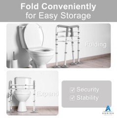 Agrish Stand Alone Toilet Safety Rails – Adjustable Width & Height Fit Any To…
