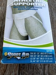 SportAid Athletic Supporter White Mens M (Waist circum. 32-38″)