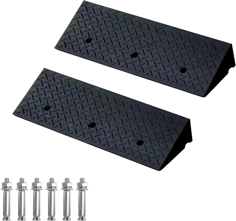 2Pcs Curb Ramps Driveway, Heavy Duty 4″ Rise Rubber, 38.5″ L x 9.5″ W, 4400 LB