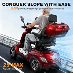 1000W Heavy Duty 4-Wheel Mobility Scooter for Senior 37Mile 15MPH 500lb Capacity