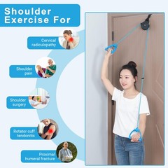 Fanwer Shoulder Pulley for Physical Therapy, Over The Door Big Pulley, Blue