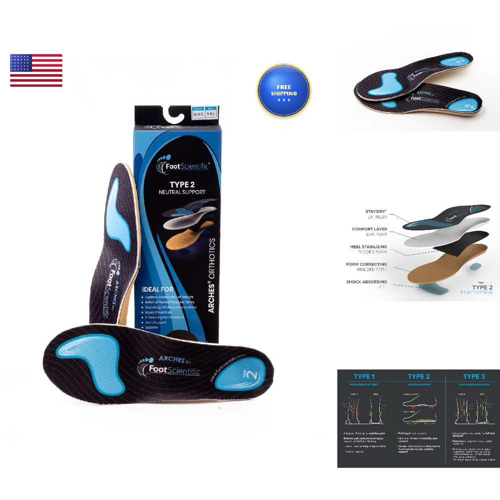 Footscientific Arches Insoles Type 2 – Neutral/All Types Mens Size 14-14.5 /