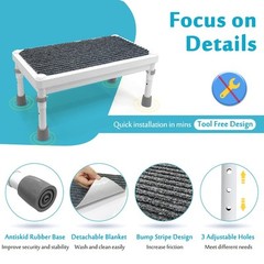 Medical Foot Stool Metal Step Platform Heavy Duty Adjustable Stepping Stool A…