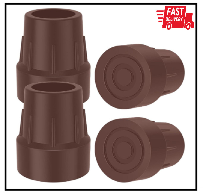 Walking Cane Tips 1″ – Heavy Duty 1 Inch Cane Tips of Rubber Tips Brown, (4-P…