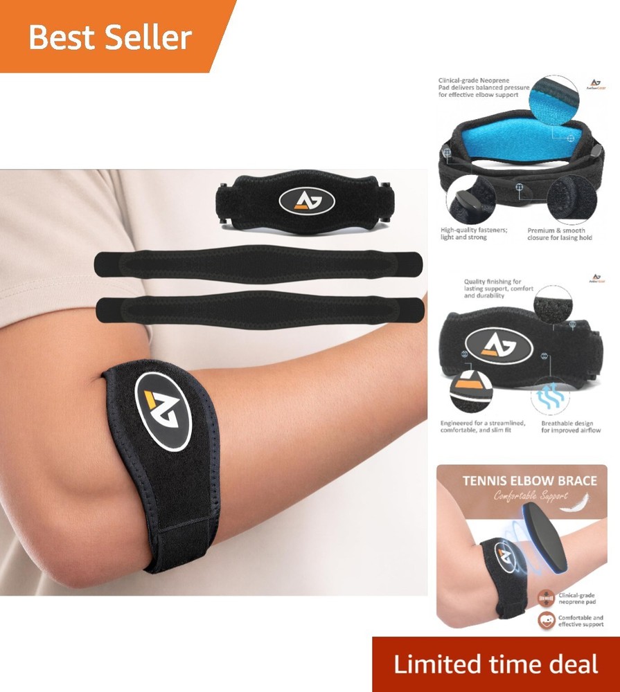 Athletic Tennis Elbow Brace with Compression Pad – Adjustable Elbow Support