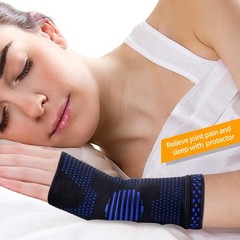 ABYON Wrist Compression Sleeves (Pair) for Carpal Tunnel and Pain Small, Blue