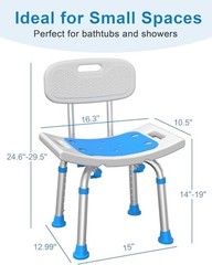Homland Shower Chair W/ Removable Back 400 Lbs Aluminum Adjustable Non-Slip