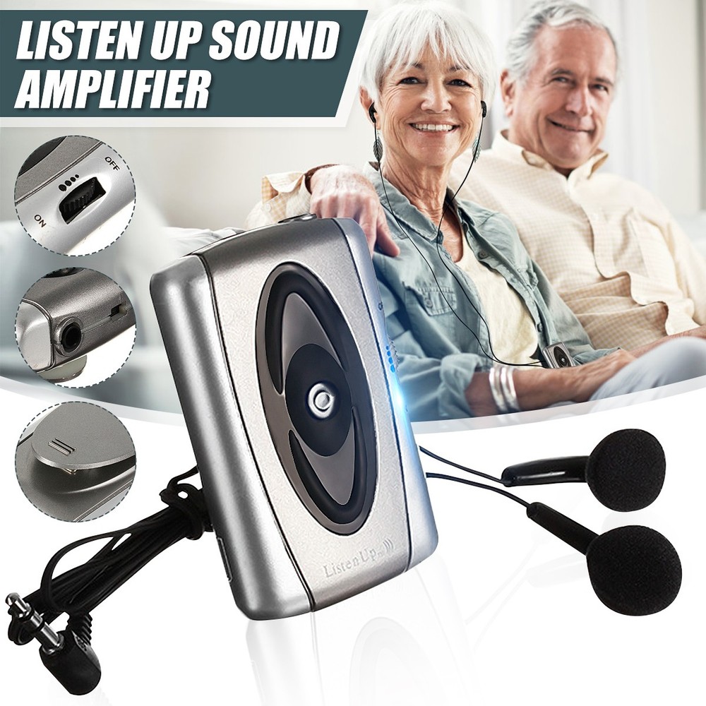 Silver Hearing Aid Listening Device Sound Listen Up Voice Amplifier Personal