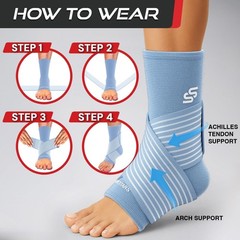Adjustable Compression Ankle Brace for Ligament Damage – Light Blue, Medium Size