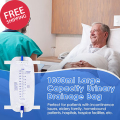 5 Pack 1000Ml Leg Bag Urinary Drainage Bag with anti Reflux Valve, 33.8Oz Large