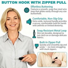 Irtme Button Hook with Zipper Pull – Dressing Helper Assist Tool for Arthritis