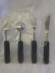 NEW! Weighted Utensil Set 4-Piece Heavy EZ Grip Fork, Knife, Spoons