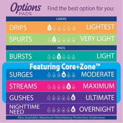 Equate Options Incontinence Pads for Women, Ultimate, Long, Unscented, 102 Count