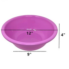 12″ Round Plastic Wash Basin Dish Bowl, Laundry Bowl, Cleaning Pail, 4 Colors