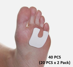 Wide Felt 1/4 Thickness U-shaped Callus Pads (Pack 20) 20 Count (Pack of 2)