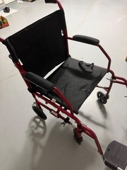 Medline MDS808200F3R 19in. Ultralight Transport Wheelchair – Red