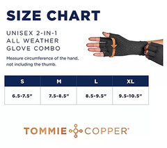 2 Pack Tommie Copper 2-in-1 All Weather Compression Glove Combo – Black/Medium