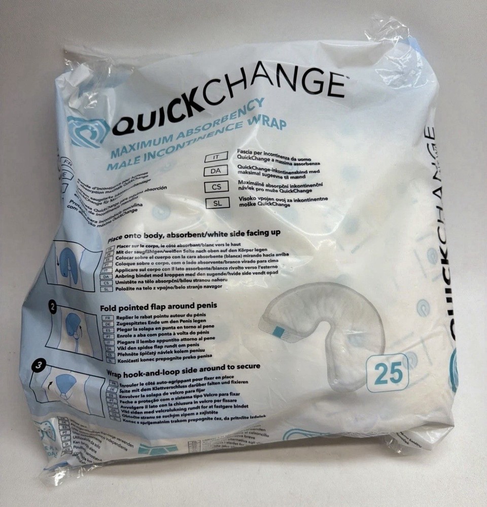 Quick Change Bedbound Male Urine Management Wrap-25ct-Holds 500ml -SEALED-