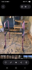 HOMLAND Lightweight Folding Walker for Seniors Rose Pink 5″ Wheels, 350 lb