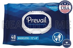 12 PACK (576 CT) PREMIUM PREVAIL WET WIPES WASHCLOTH WITH ALOE & VITAMIN E, XL