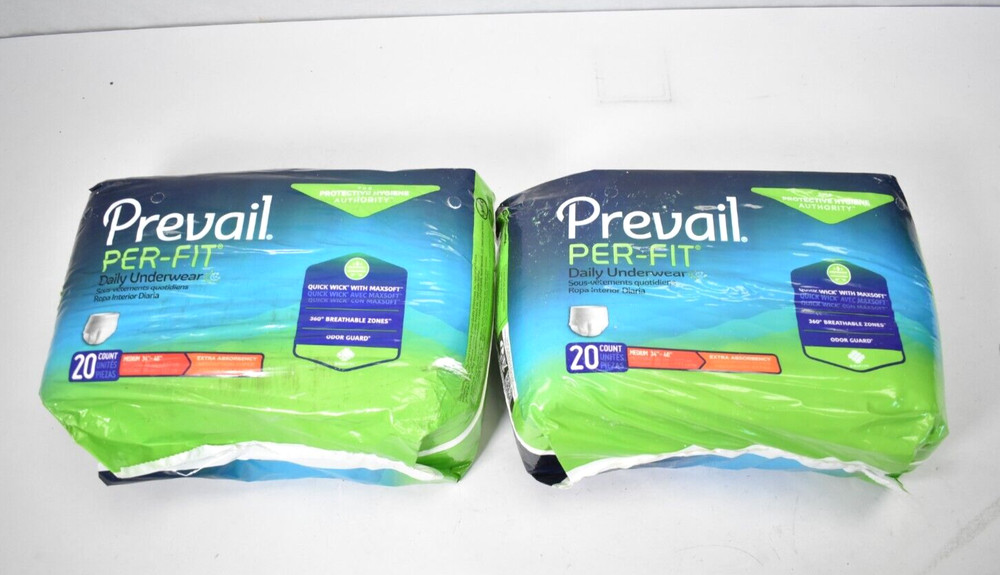 Lot of 40 Prevail Per Fit Unisex Incontinence Underwear Medium Size Extra Absorb
