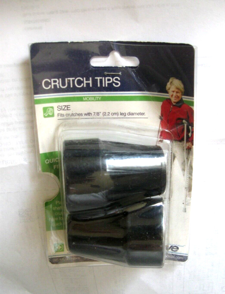 Drive Medical RTL10374BKB Crutch Tips 7/8″ 2.2 cm Leg Diameter Black, 1 Pair NEW