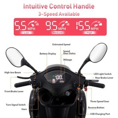 700W 3-Wheels Portable Double Motor Folding Electric Power Red Mobility Scooter
