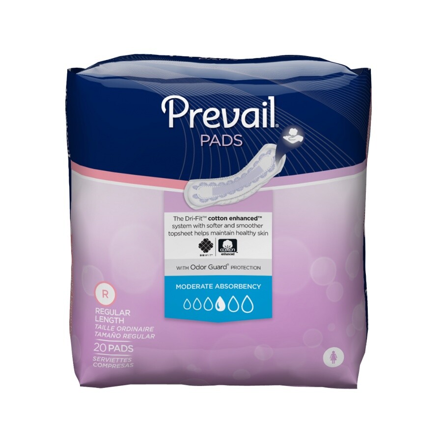 Prevail Bladder Control Pad White 9.25“ Moderate Absorb -200/Pack