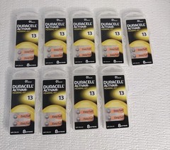Lot of 72 New Duracell Activair Hearing Aid Batteries Size 13 (9 Packs) Easy Tab
