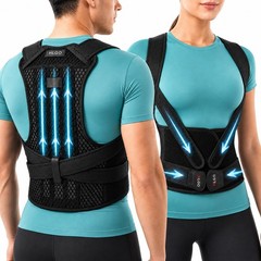 HLGO Posture Corrector for Women and Men Adjustable Back Brace L, Black