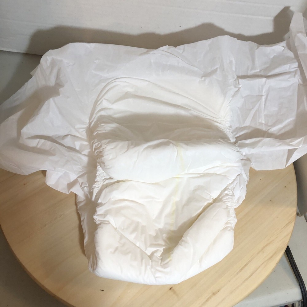 White Plastic Large Thick Quilted Adult Baby Diaper Brief 4-Tapes 1 piece