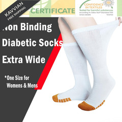SYOLLAVE Women Diabetic Socks Extra Wide Non Binding One Size, White-6 Pairs