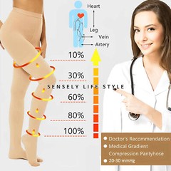 Close Toe Compression Pantyhose Stockings 20-30 mmHg Women’s High Waist Shaping