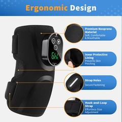 Cordless Heated Massage Elbow Brace with 3000mAh Battery – 5 Heat & 3 Vibration