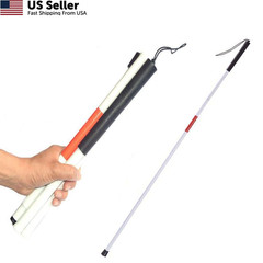 Aluminum Folding Walking Cane Stick Reflective Red for The 48.82″, White,Red