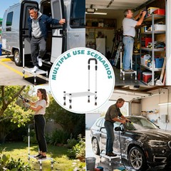 Adjustable Height Car Step Stool with Handrail for RV, SUV & Truck,up to 800 lbs